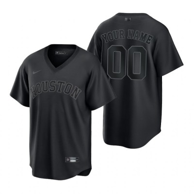 Houston Astros Custom Nike Men's MLB Black Pitch Black Fashion Jersey